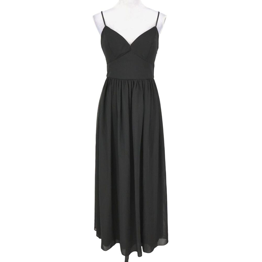 Bisou Bisou Michele Bonhot Gown Dress Womens 6 Black Chiffon Strappy Prom New